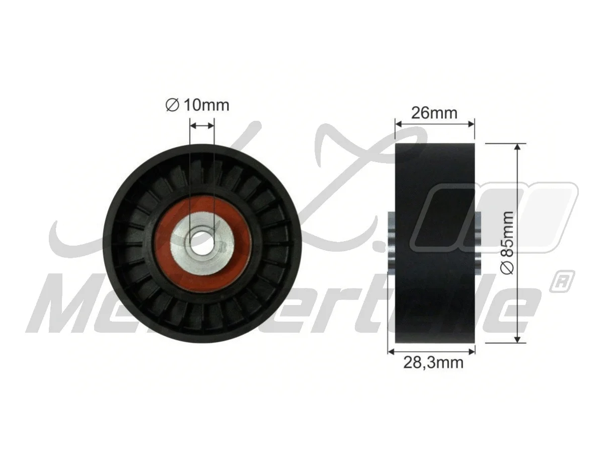 Deflection/Guide Pulley, V-ribbed belt