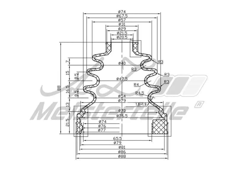 Bellow Kit, drive shaft (AZMT-43-020-1355)