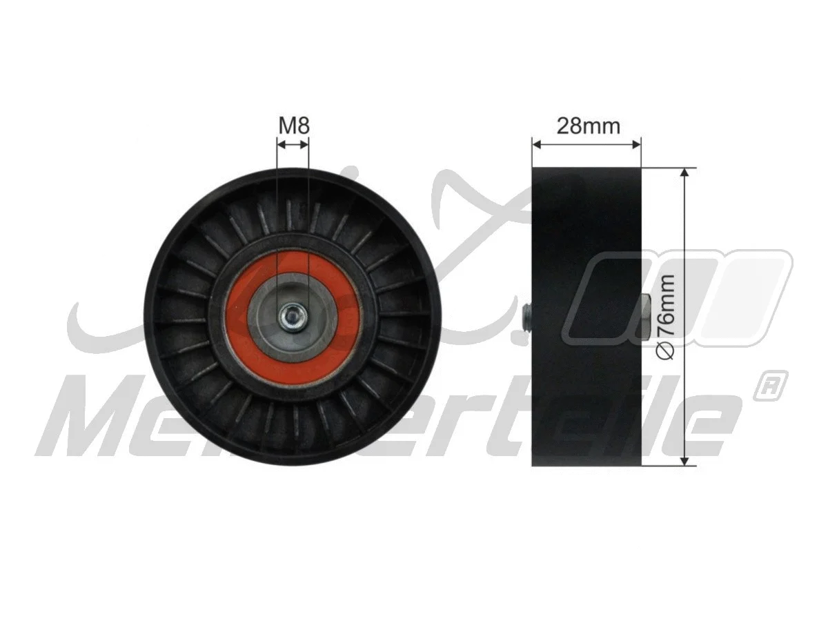 Deflection/Guide Pulley, V-ribbed belt