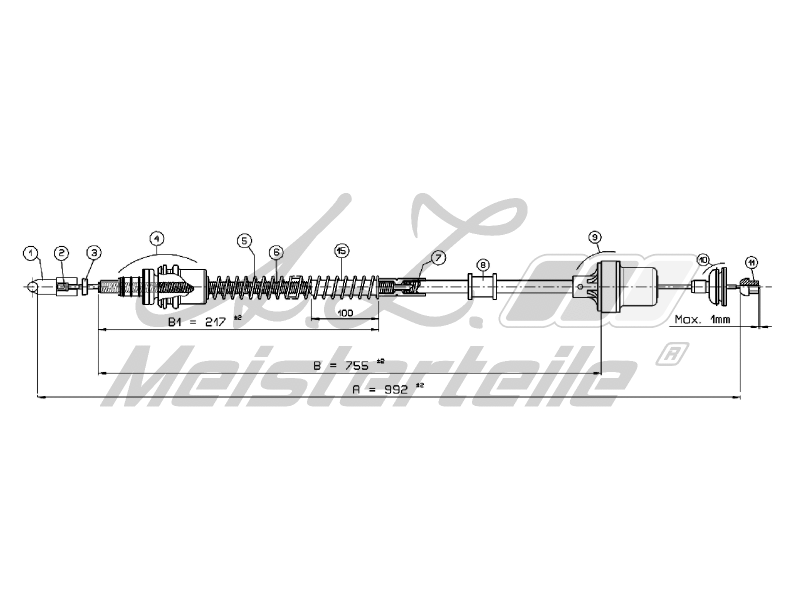 Cable Pull, clutch control (AZMT-47-010-1382)