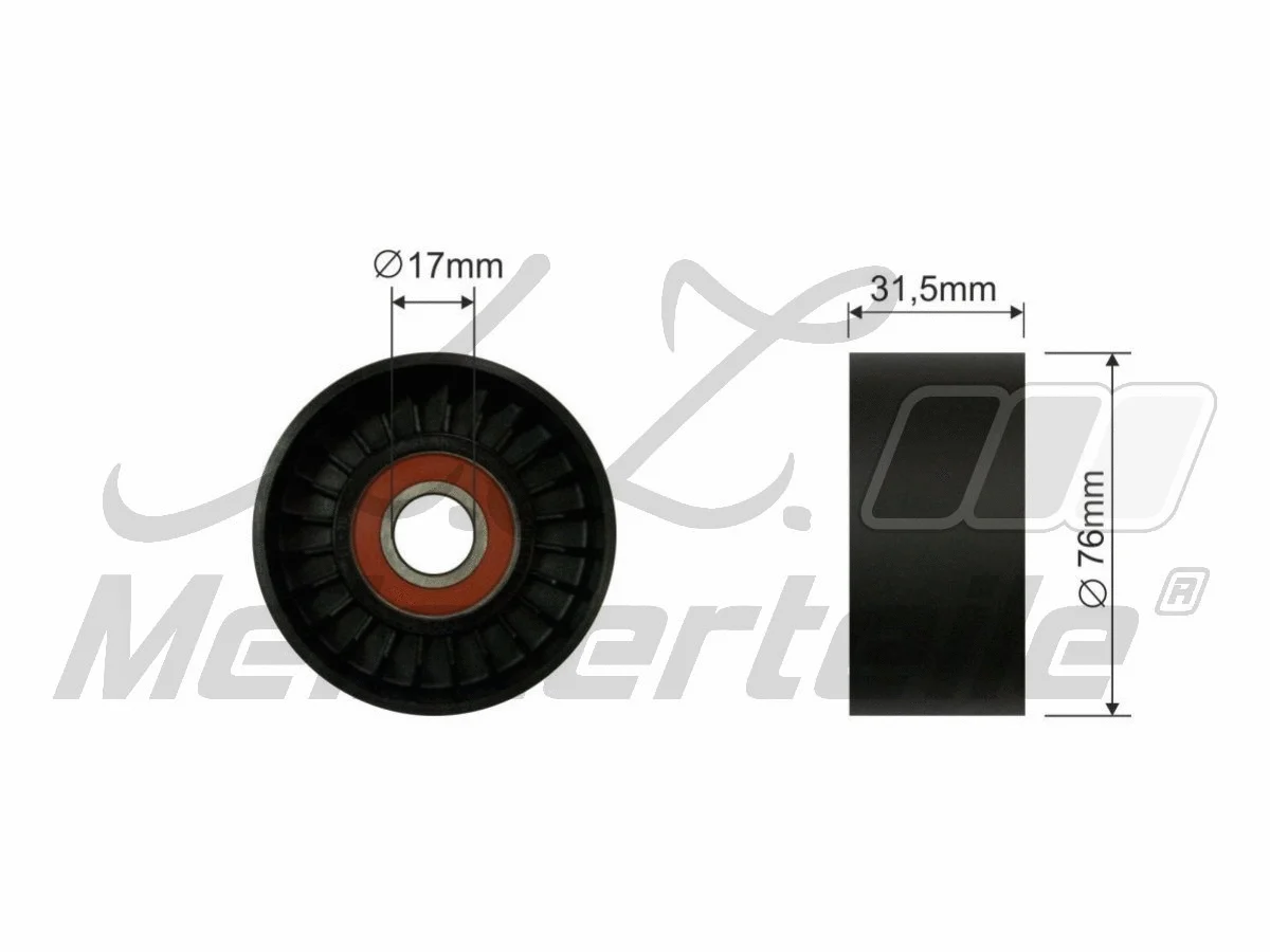Deflection/Guide Pulley, V-ribbed belt (AZMT-20-031-1264)
