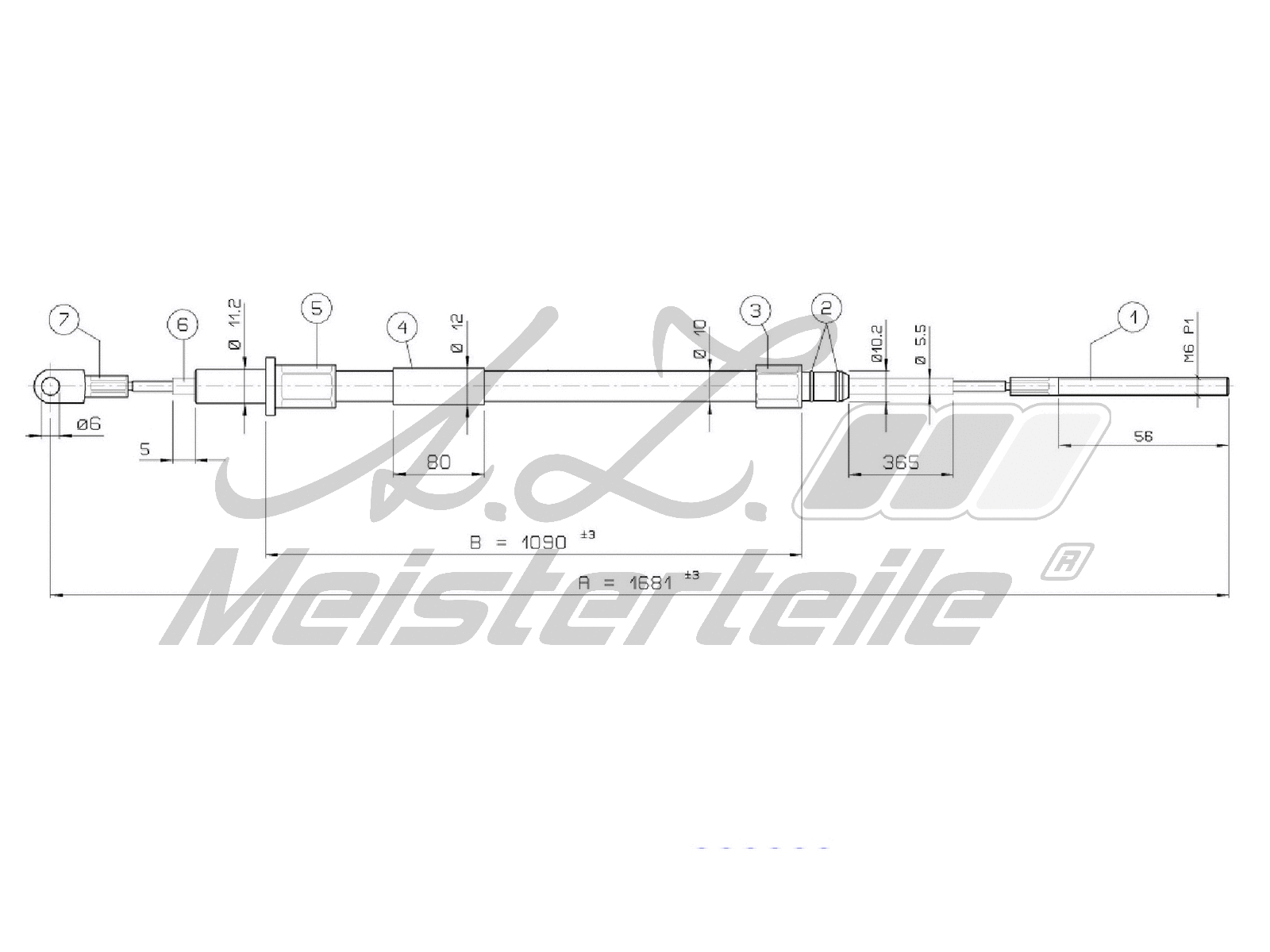 Cable Pull, parking brake (AZMT-44-031-1382)