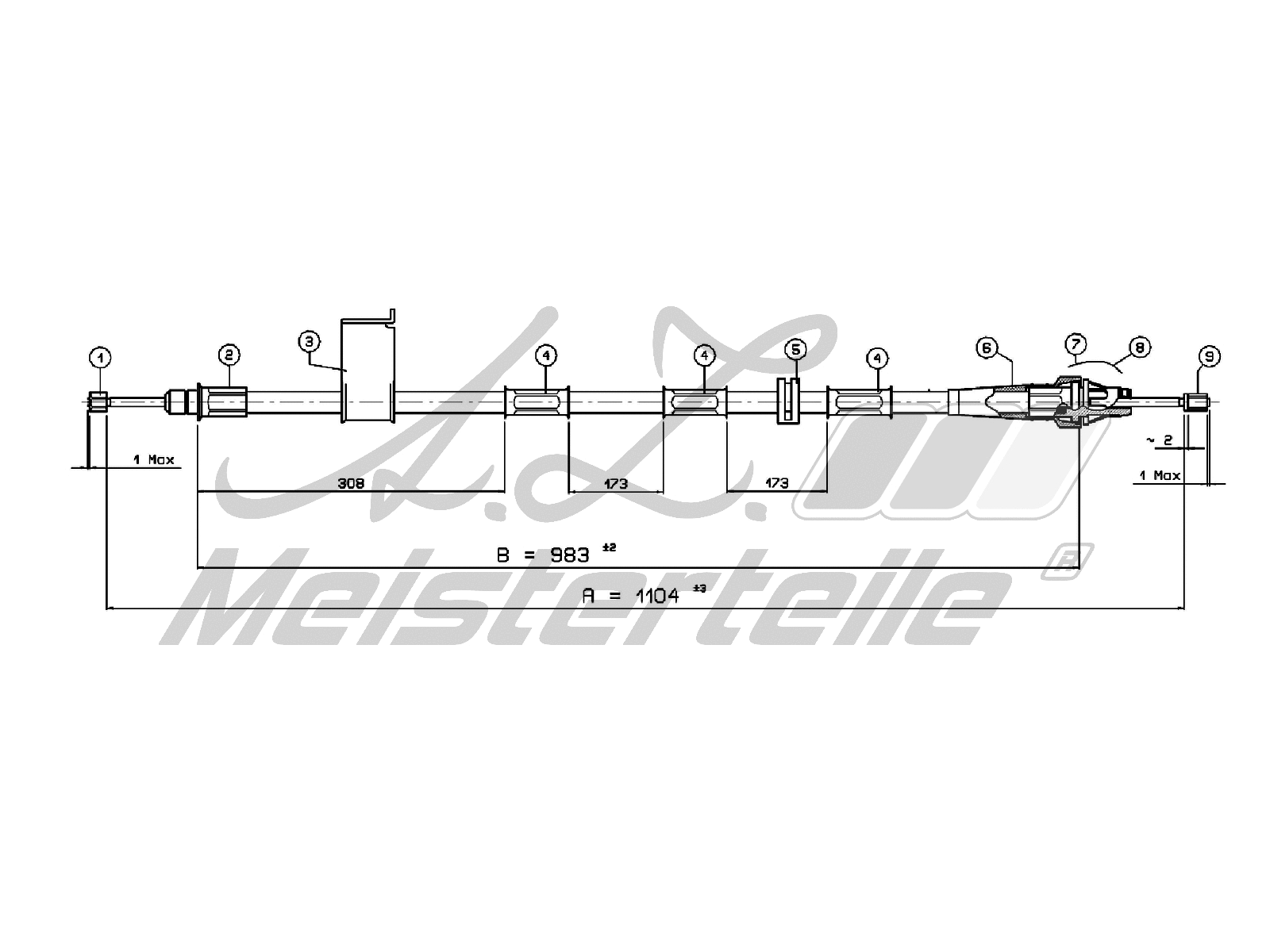 Cable Pull, parking brake (AZMT-44-031-1313)