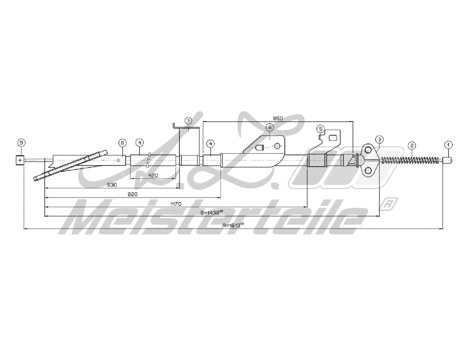 Cable Pull, parking brake (AZMT-44-031-1337)