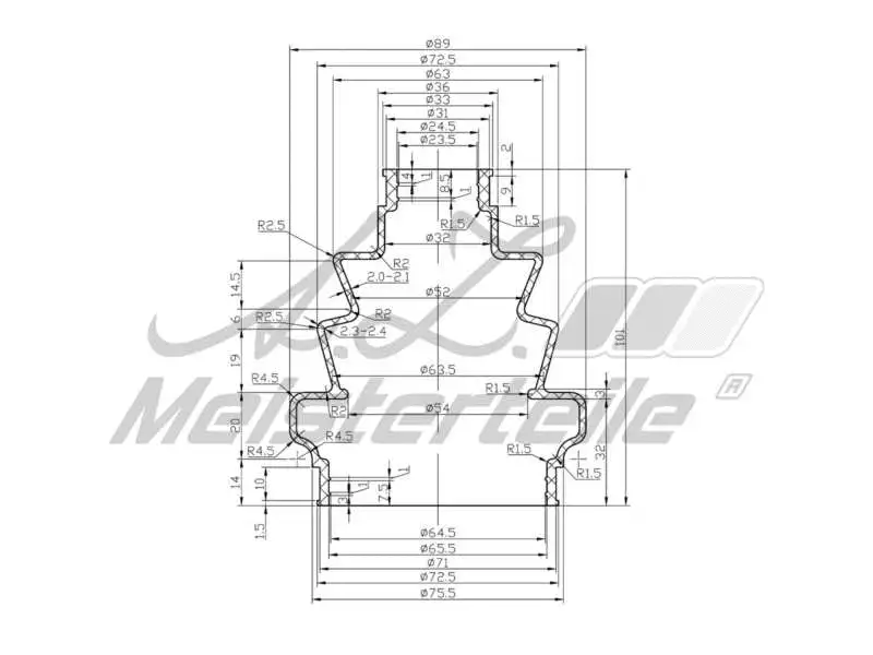 Bellow Kit, drive shaft (AZMT-43-020-1325)