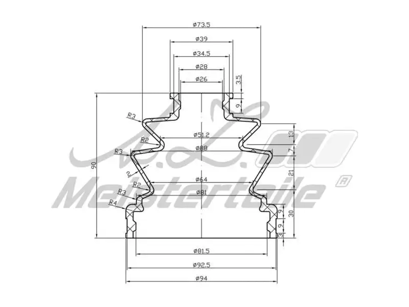 Bellow Kit, drive shaft (AZMT-43-020-1349)