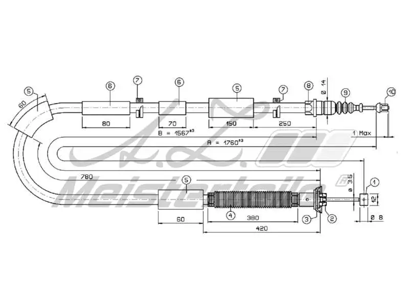 Cable Pull, parking brake (AZMT-44-031-1514)