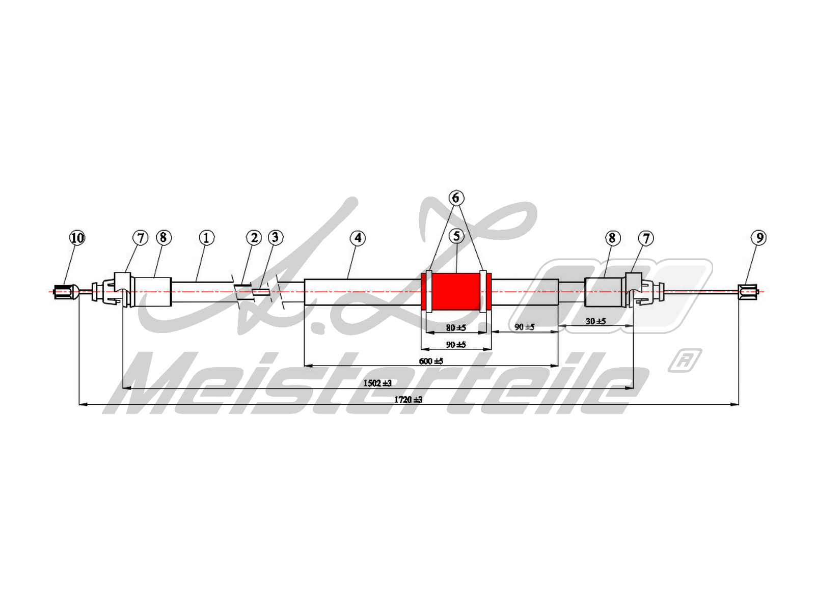 Cable Pull, parking brake (AZMT-44-031-1300)