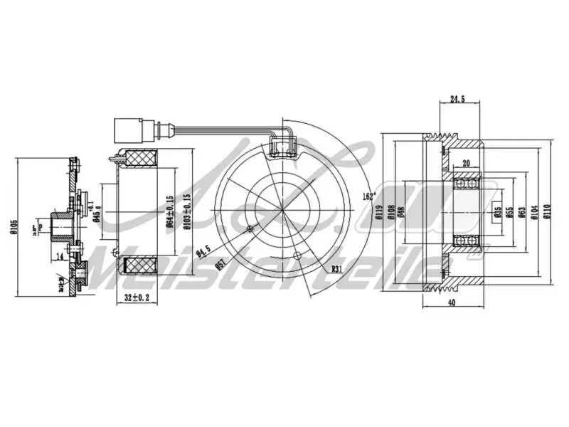Magnetic Clutch, air conditioning compressor (AZMT-45-042-1000)