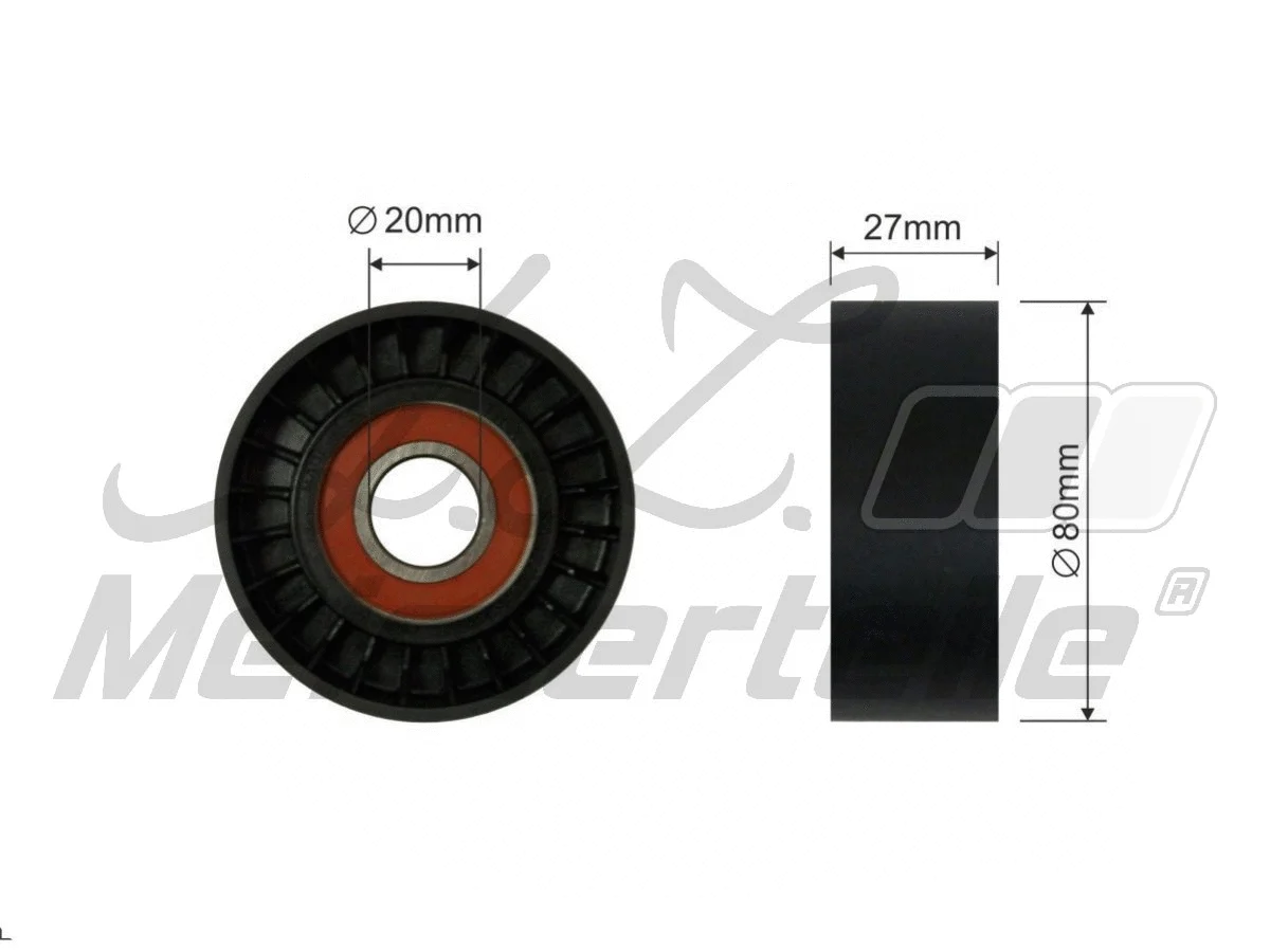 Deflection/Guide Pulley, V-ribbed belt