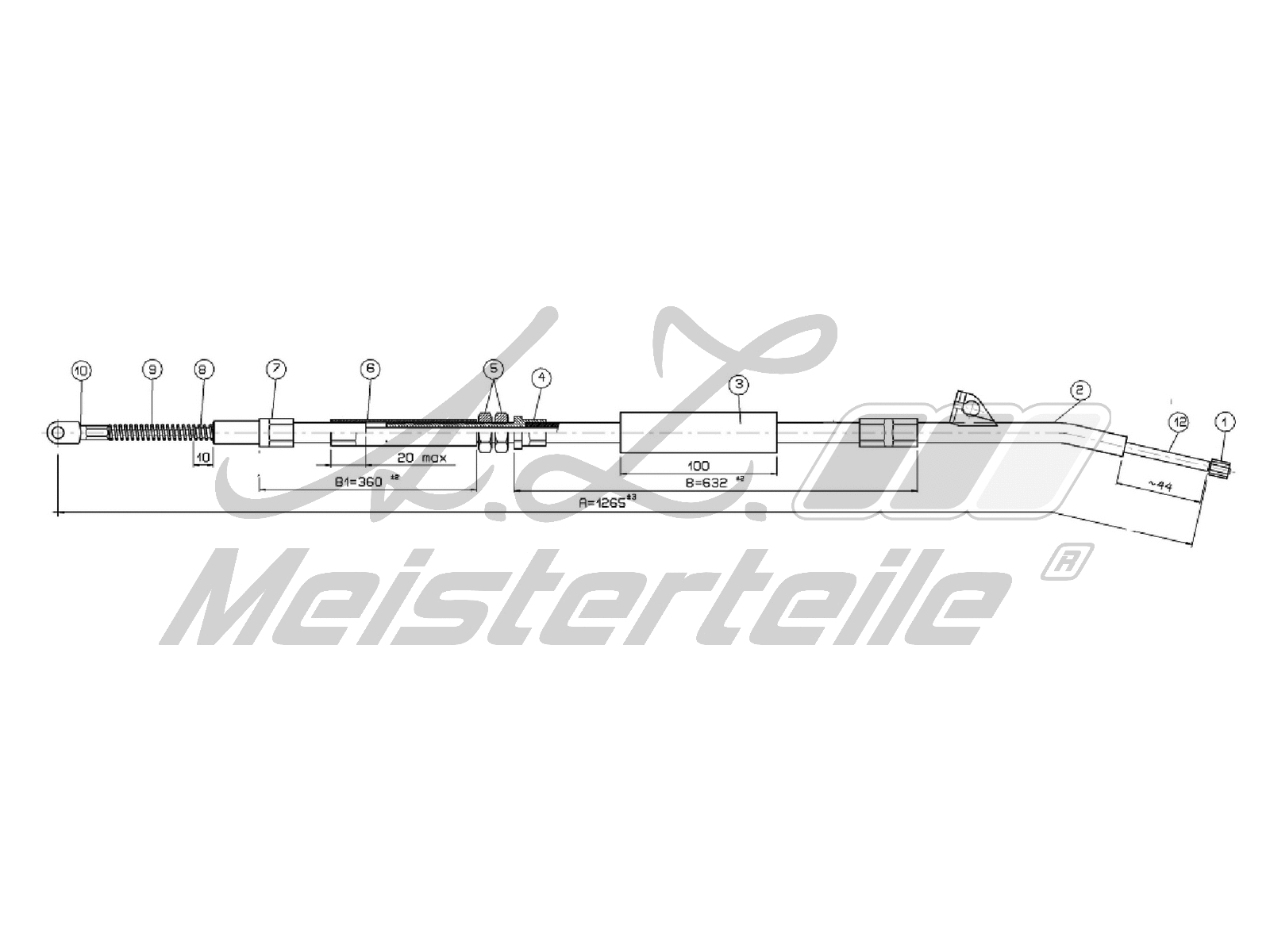 Cable Pull, parking brake (AZMT-44-031-1375)