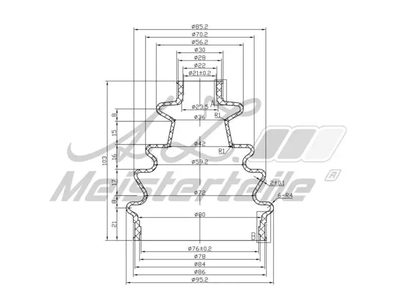 Bellow Kit, drive shaft (AZMT-43-020-1320)