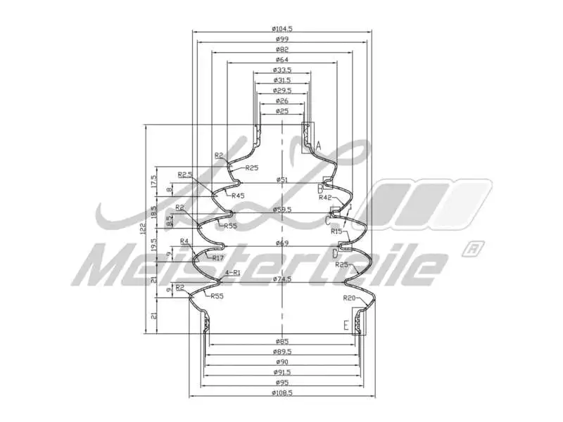 Bellow Kit, drive shaft (AZMT-43-020-1327)