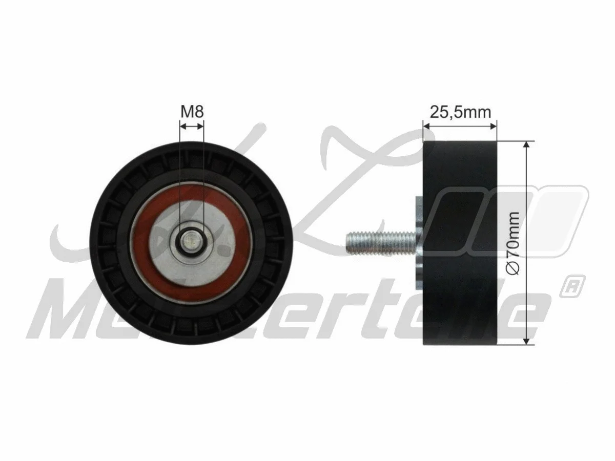 Deflection/Guide Pulley, V-ribbed belt