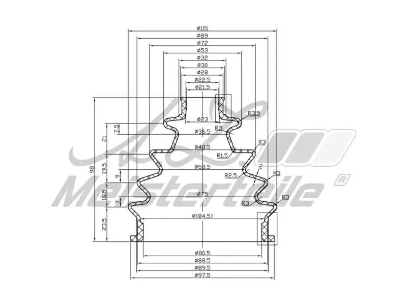 Bellow Kit, drive shaft (AZMT-43-020-1307)