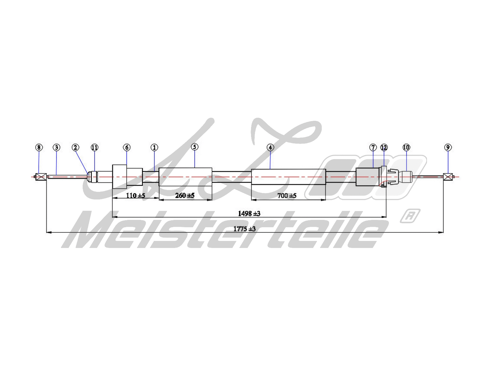 Cable Pull, parking brake (AZMT-44-031-1434)