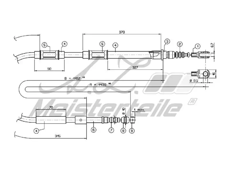 Cable Pull, parking brake (AZMT-44-031-1710)