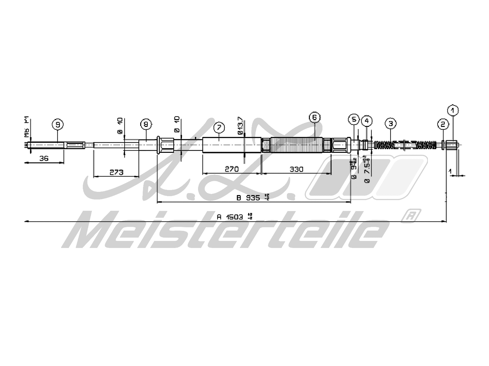 Cable Pull, parking brake (AZMT-44-031-1690)
