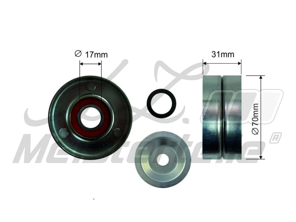 Deflection/Guide Pulley, V-ribbed belt