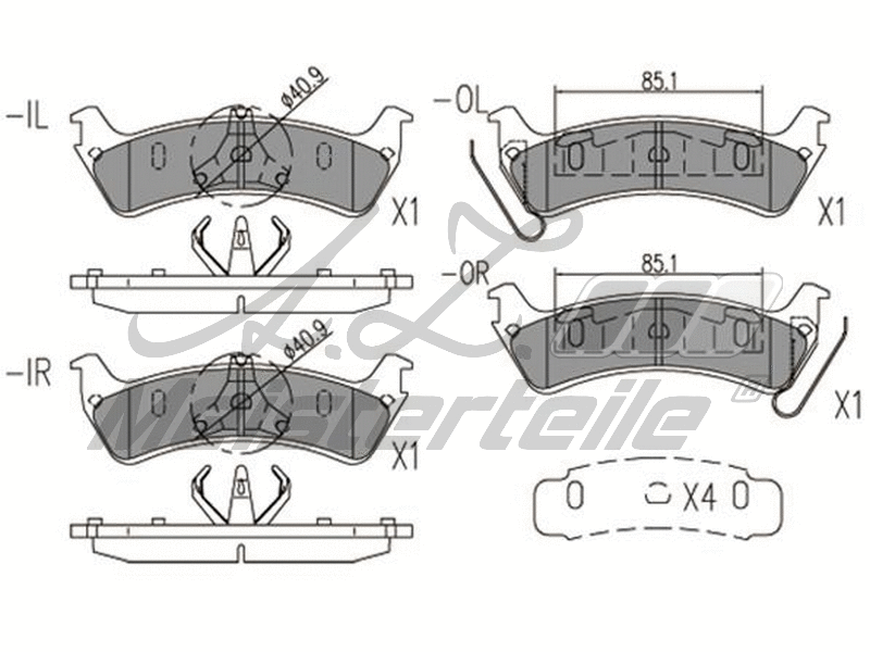 Brake Pad Set, disc brake (AZMT-44-022-1808)
