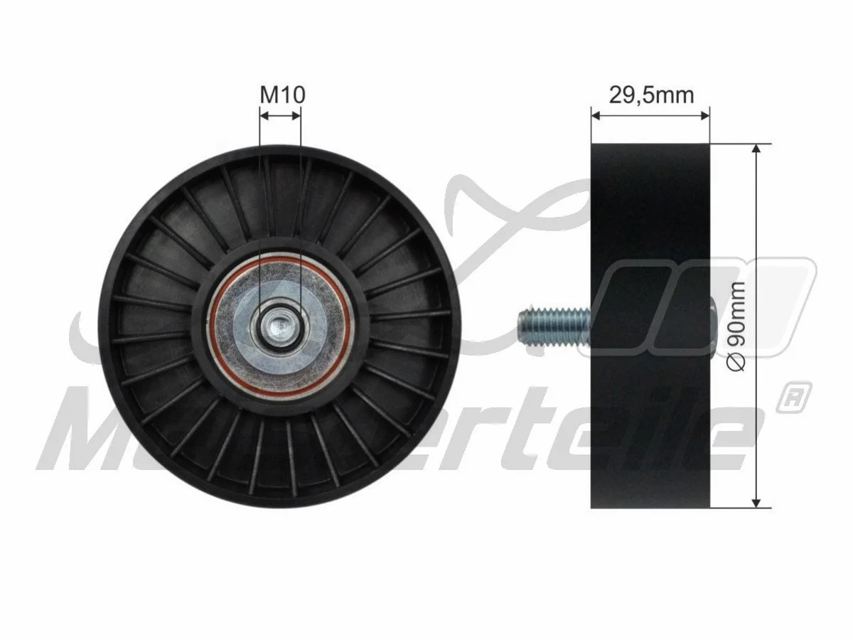 Deflection/Guide Pulley, V-ribbed belt