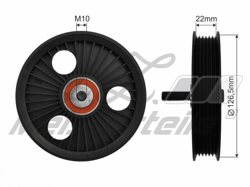 Deflection/Guide Pulley, V-ribbed belt (AZMT-42-061-1009)