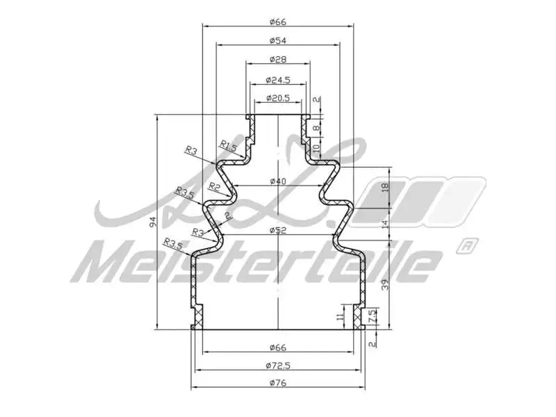 Bellow Kit, drive shaft (AZMT-43-020-1352)