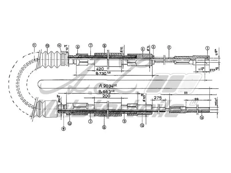 Cable Pull, parking brake (AZMT-44-031-1338)