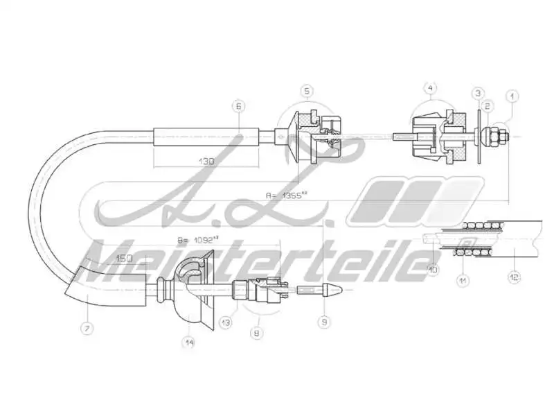 Cable Pull, clutch control (AZMT-47-010-1354)
