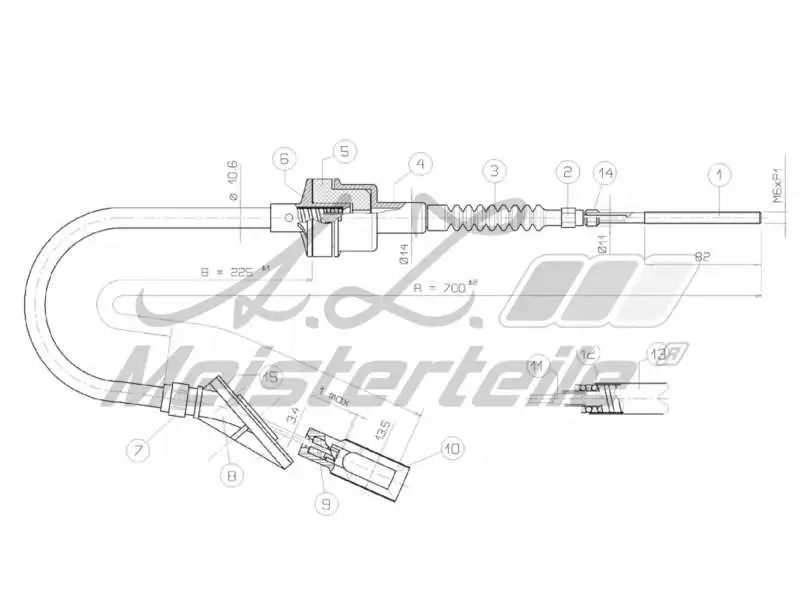 Cable Pull, clutch control (AZMT-47-010-1206)