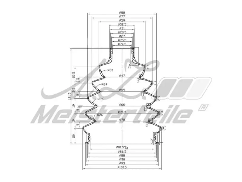 Bellow Kit, drive shaft (AZMT-43-020-1356)