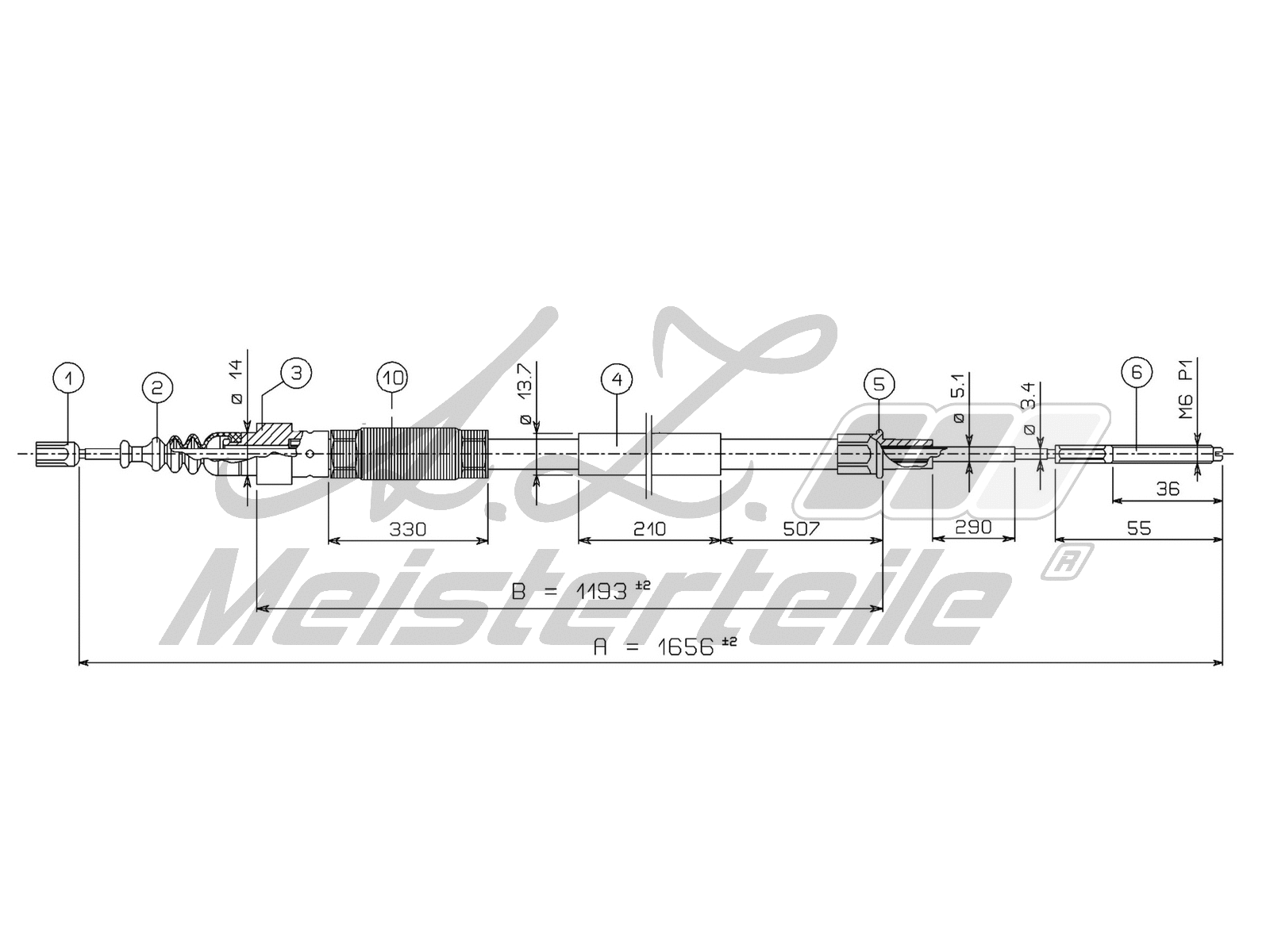 Cable Pull, parking brake (AZMT-44-031-1734)