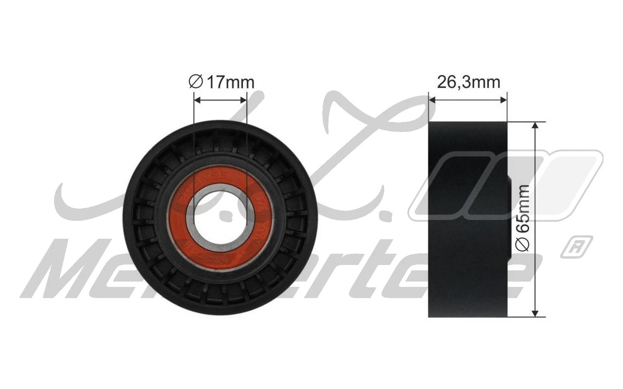 Tensioner Pulley, V-ribbed belt (AZMT-20-031-2144)