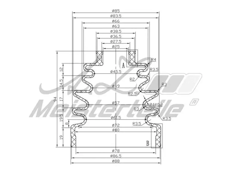 Bellow Kit, drive shaft (AZMT-43-020-1366)