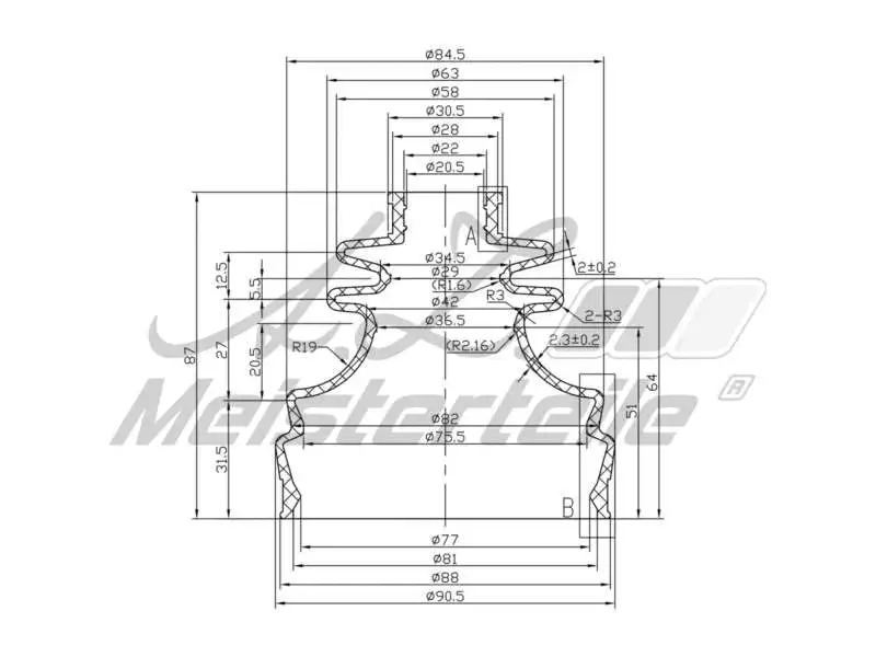 Bellow Kit, drive shaft (AZMT-43-020-1371)