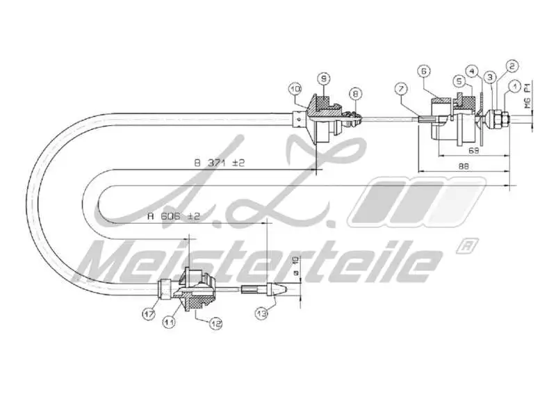Cable Pull, clutch control (AZMT-47-010-1291)
