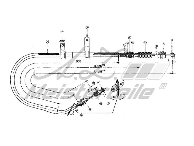 Cable Pull, parking brake (AZMT-44-031-1333)