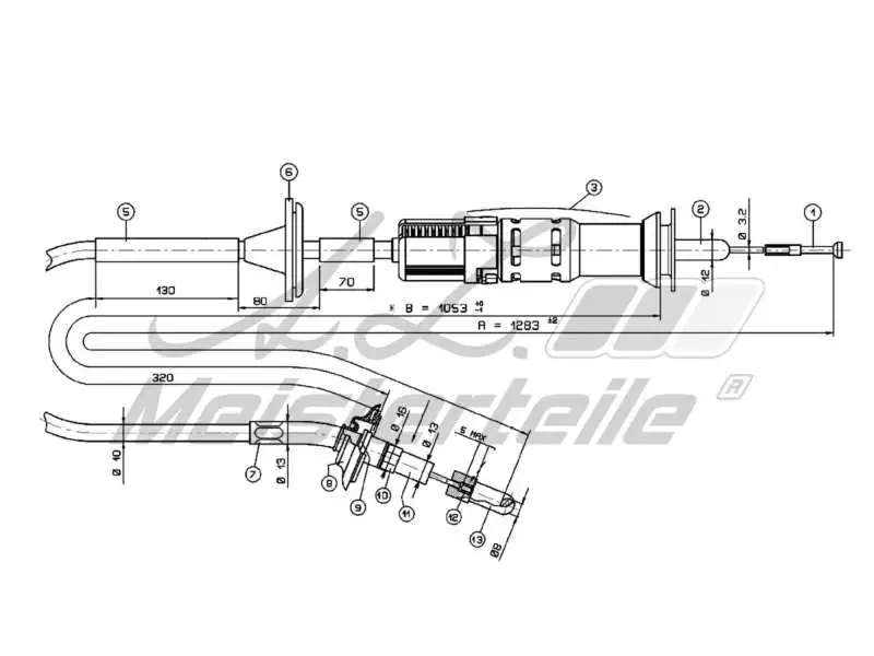 Cable Pull, clutch control (AZMT-47-010-1377)