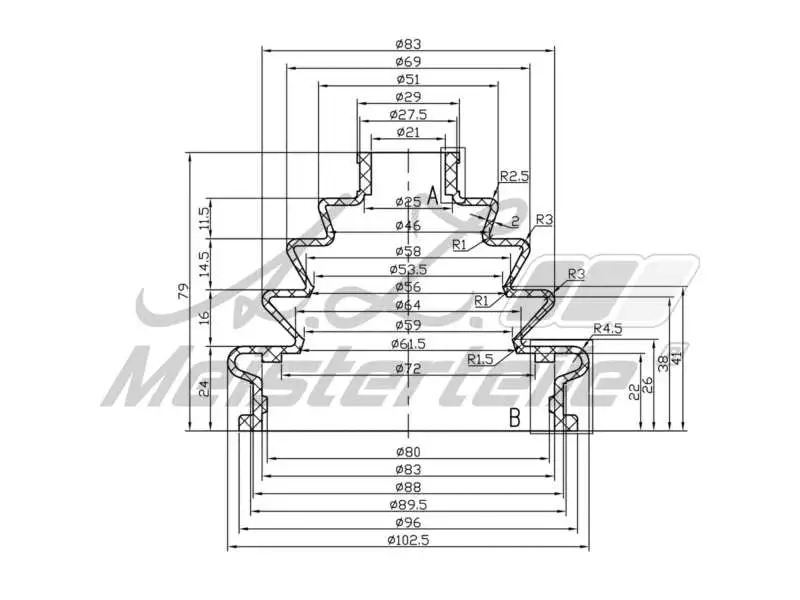 Bellow Kit, drive shaft (AZMT-43-020-1333)