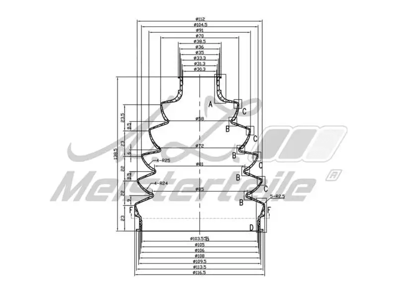 Bellow Kit, drive shaft (AZMT-43-020-1340)