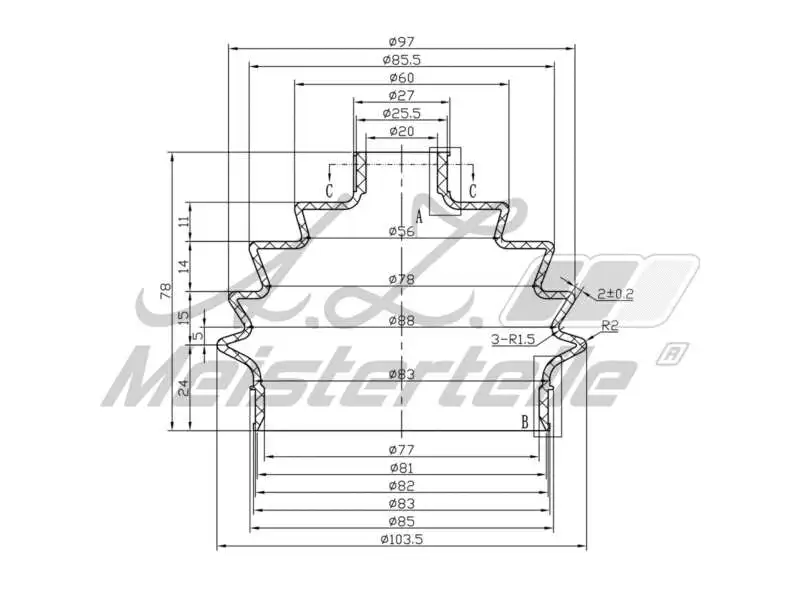 Bellow Kit, drive shaft (AZMT-43-020-1317)