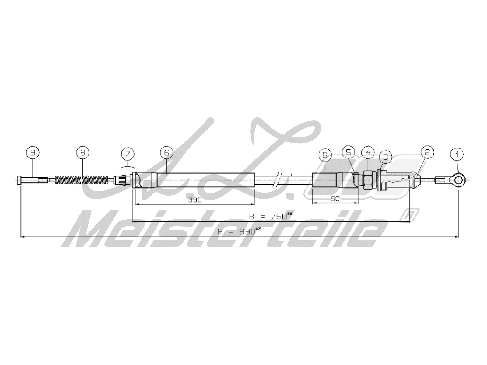 Cable Pull, parking brake (AZMT-44-031-1327)