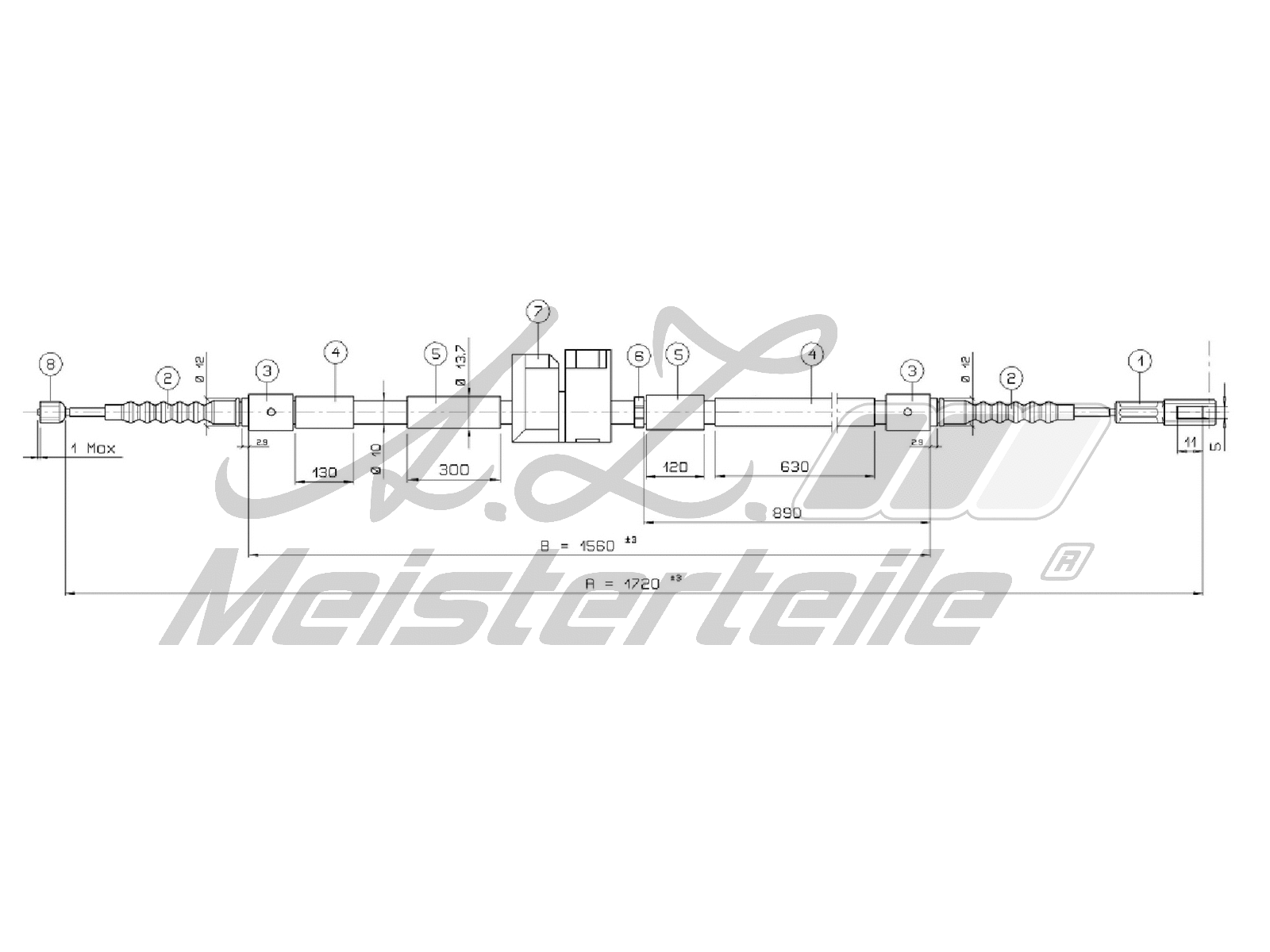 Cable Pull, parking brake (AZMT-44-031-1359)