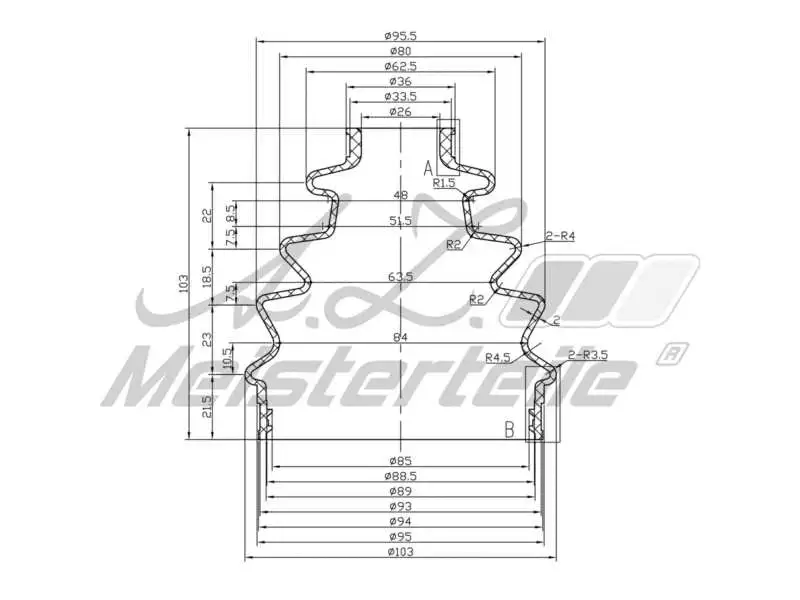 Bellow Kit, drive shaft (AZMT-43-020-1350)