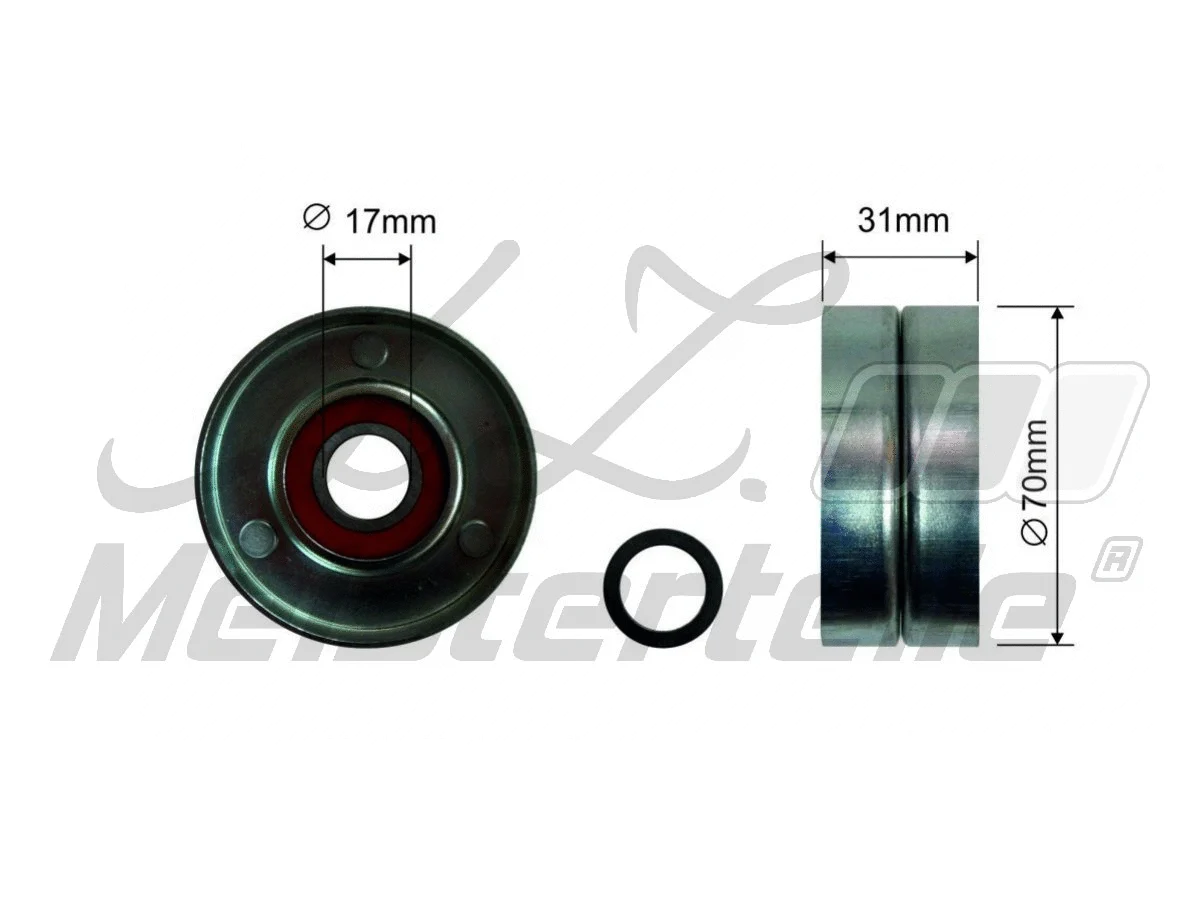 Deflection/Guide Pulley, V-ribbed belt (AZMT-20-031-1384)