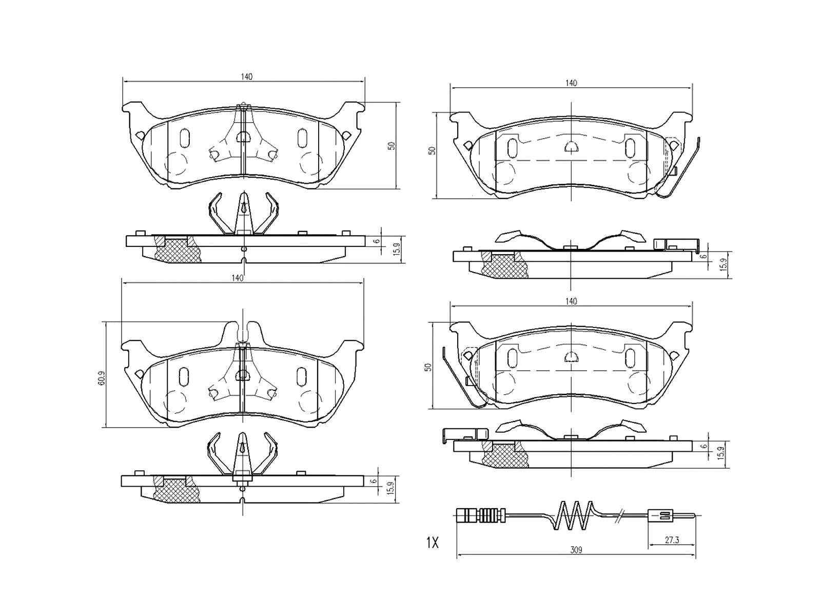 Brake Pad Set, disc brake (AZMT-44-022-1163)