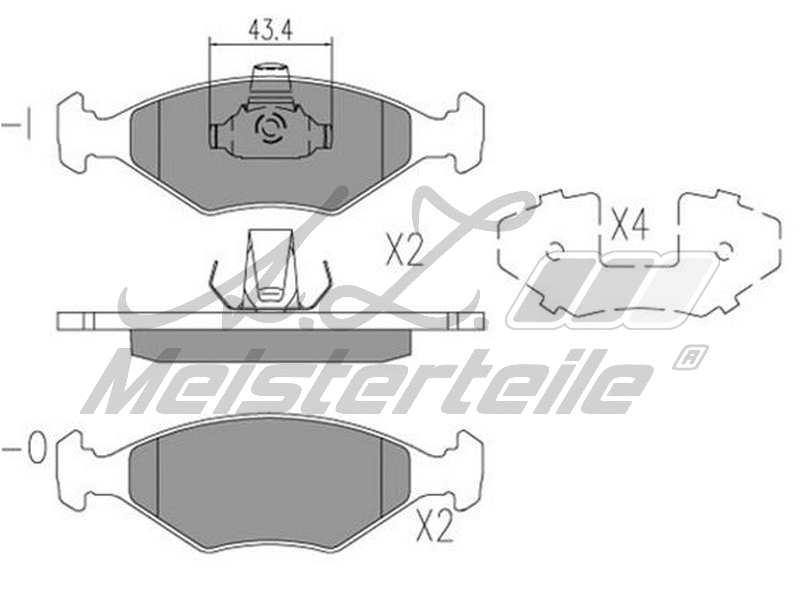 Brake Pad Set, disc brake (AZMT-44-022-2043)