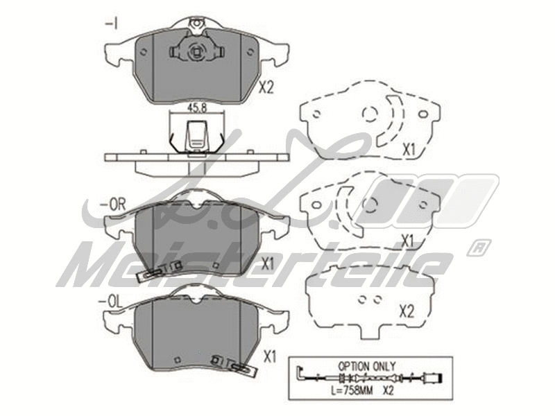 Brake Pad Set, disc brake (AZMT-44-022-2162)