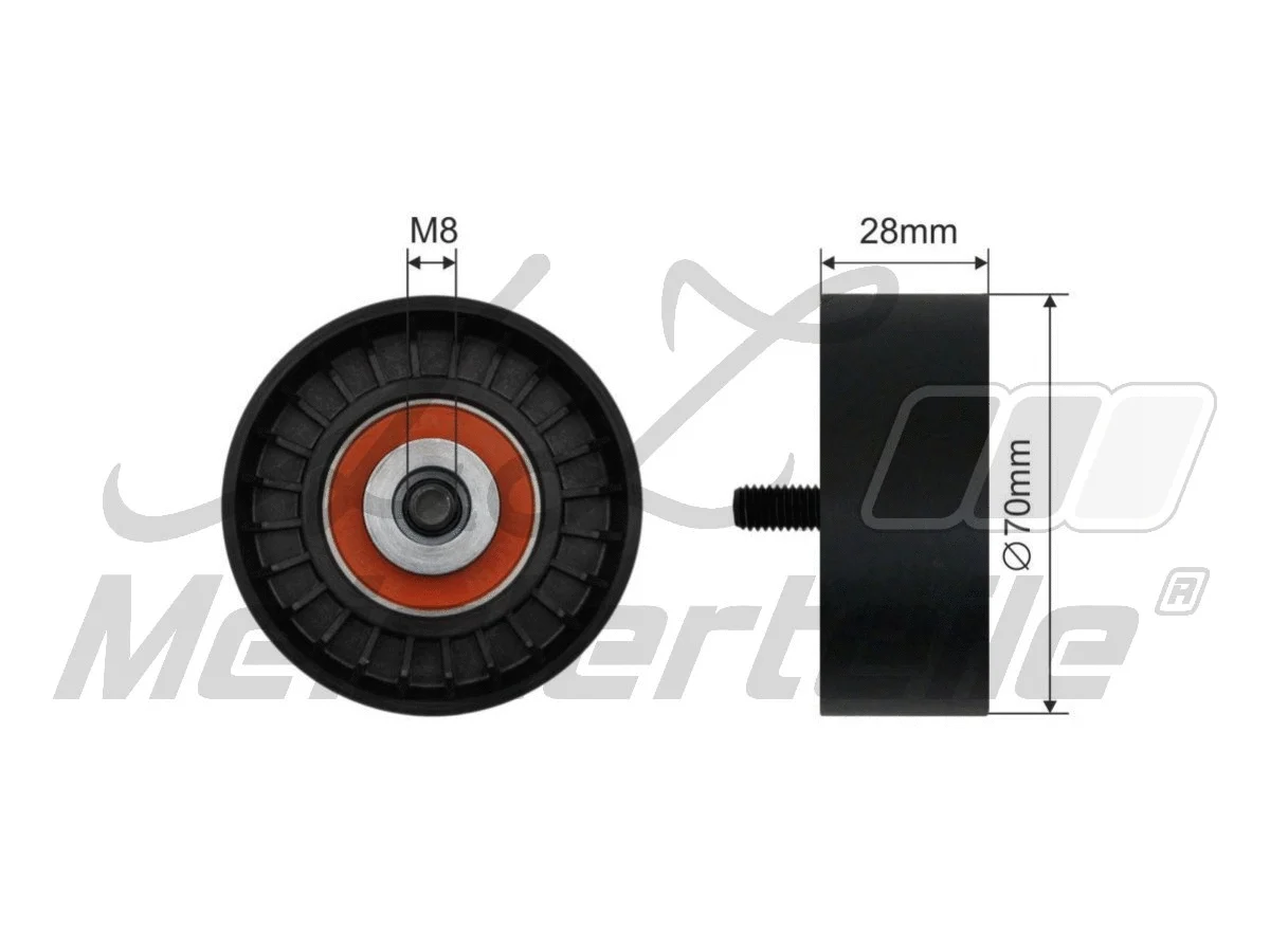 Deflection/Guide Pulley, V-ribbed belt