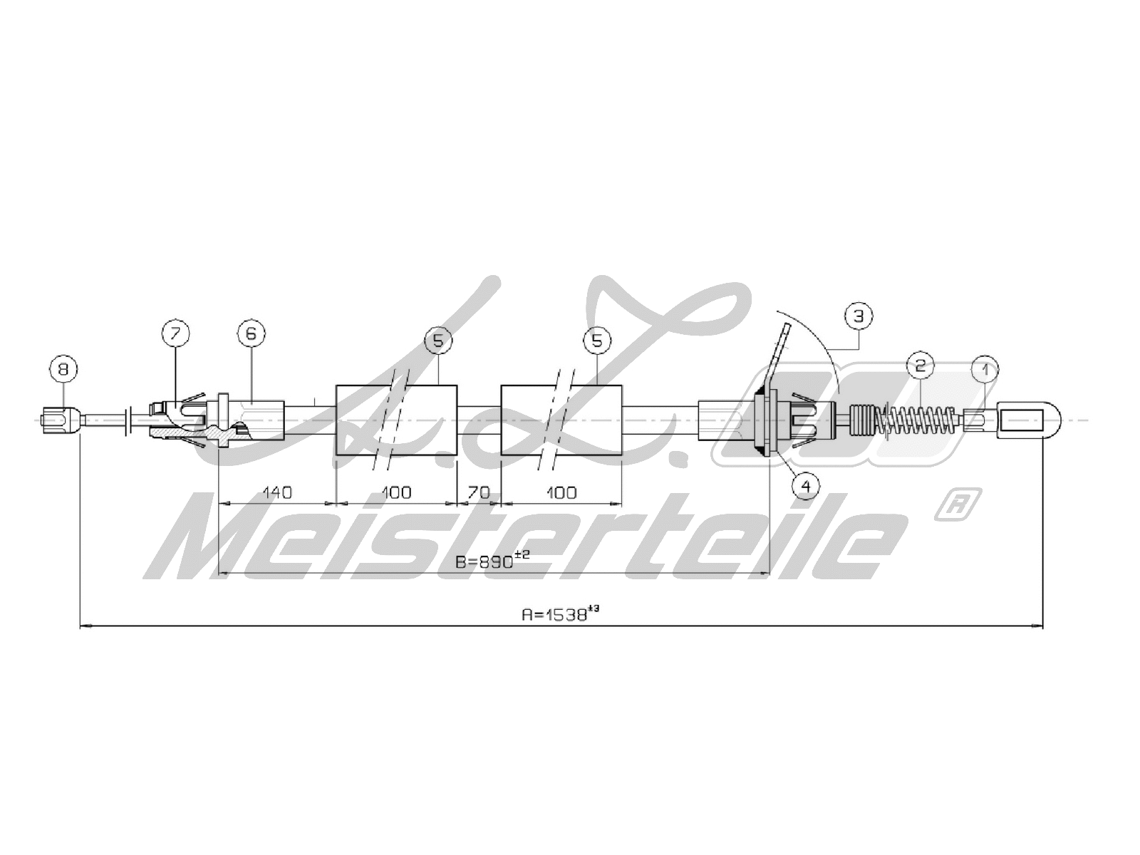 Cable Pull, parking brake (AZMT-44-031-1321)